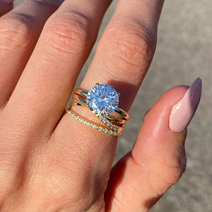 925スターリングシルバー ラウンドブリリアントカット ソリティアダイヤモンドリング レディース カスタム 3ct 5ct モアサナイト ウェディングリング - Product Image 6