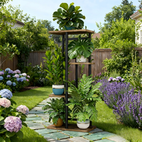 Ensemble de 2 supports de rangement en fer à 3 niveaux, étagère à palettes, support de pot de fleurs suspendu pour jardin extérieur, style ferme écologique