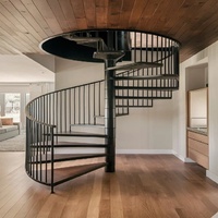 Escalier en spirale Anewson pour économiser de l'espace, pour loft, balcon, intérieur et extérieur, escalier en spirale en acier robuste avec kit de garde-corps complet