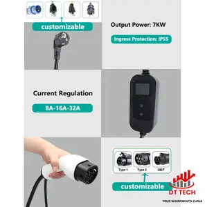 3.5kw Type 2 EV Portable Charger 16A EU Standard Mobile AC Electric Vehicle Charger Portable Home EVSE Charger