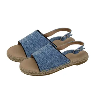 Vente en gros d'espadrilles pour femmes, sandales plates pour femmes, nouveau style, chaussures pour femmes 2024