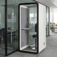 UNIBOOTH Cabine Silencieuse Préfabriquée pour Intérieur, Isolation Acoustique 33 dB, Ignifugation ISO 23351 (30-45 min), Montage Rapide, pour Salon, Commande en Gros