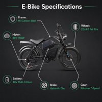 Vélo électrique à gros pneus noir et rouge 750W 48V 15AH 20x4.0, design sportif, cadre en acier au carbone, look de course, pour adultes sur pistes rapides
