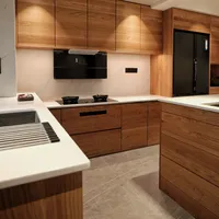 Armoires de cuisine modernes en chêne blanc massif sur mesure, avec structure en MDF, écologiques, résistantes à l'eau, pour villa de luxe, fabriquées en Chine
