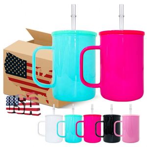 Mugs à café en verre colorés de 17 oz pour sublimation, avec couvercles en plastique PP, pour camping, en stock aux États-Unis - Product Image 1