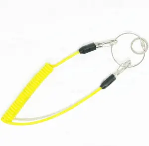 Cordão de chaveiro de aço brilhante colorido, corda espiral de cabo de mola com tamanho personalizado e PVC decorativo