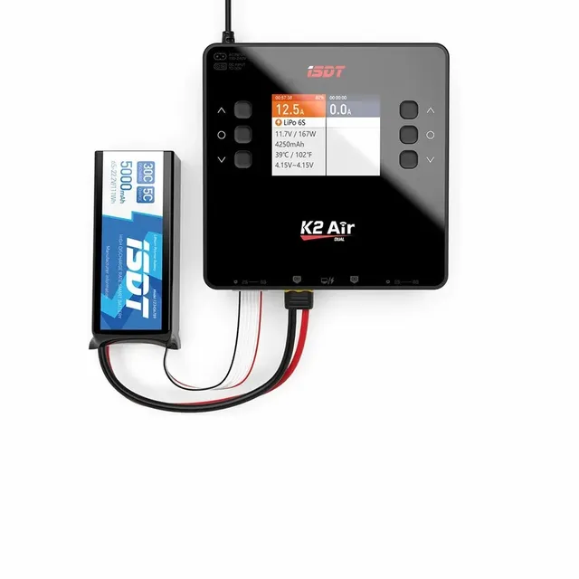 ISDT K2 Air AC 200W DC 500Wx2 20A Dual Channel Balance Lipo Charger Discharger for Lipo NiMh Pb Battery Airplane Fast Charging