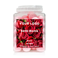 Bombe de bain saveur rose de marque privée, 60 pièces/pot, bombes de bain pétillantes biologiques pour spa pour pieds bombe de sel de bain pédicure trempage