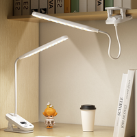 Lampe de bureau LED flexible rechargeable de type C avec pince col de cygne, lumière de lecture 3 couleurs pour l'étude, le bureau et la chambre