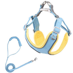Kingtale hewan peliharaan kecil kucing anjing Bling berlian imitasi <span class=keywords><strong>Harness</strong></span> dan Set tali busur anak perempuan Ultra lembut kulit Suede disesuaikan tidak ada tarik - Product Image 1