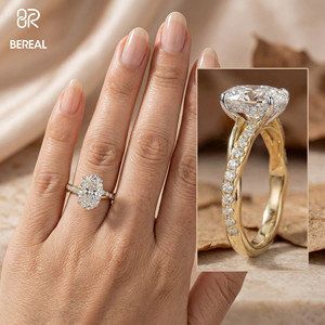 Bague de fiançailles en diamant de laboratoire certifié IGI VVS, personnalisée en argent 925, diamant ovale créé en laboratoire, bague torsadée en forme de vigne, bijoux pour femmes - Product Image 2