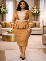 Robe professionnelle grande taille unie, style élégant, pour le commerce international