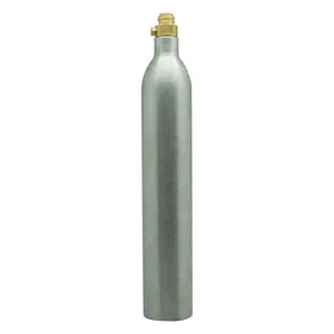 Empty 0.6L Soda Cylinder Co2 Bottle Tank,150BAR/2200PSI High Pressure Soda Water Bottle Aluminium Co2 Cylinder with Valve TR21*4
