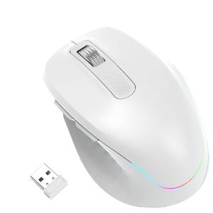 Mouse Nirkabel RGB Dual Device, Mouse Kompatibel Nirkabel BT, Mouse Isi Ulang dengan Lampu Latar untuk Laptop, Pad, <span class=keywords><strong>M</strong></span>.acBook, Tablet PC - Product Image 1