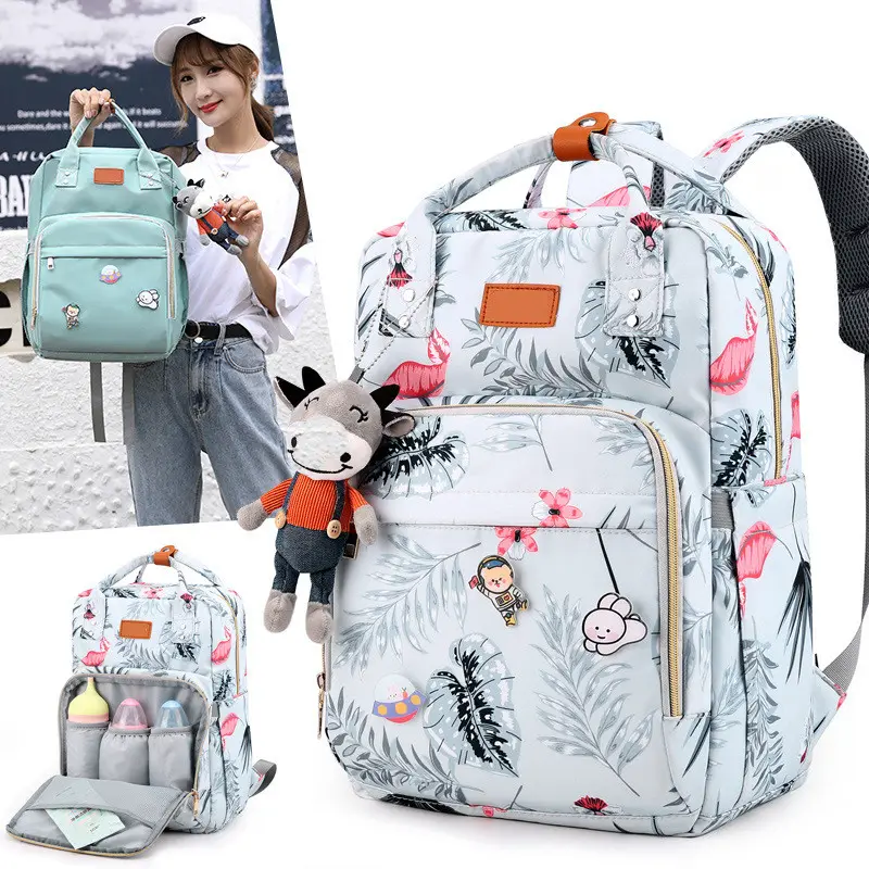 Amiqi Custom Fashion Hot sale Diaper Bags Nappy Wet Bag Fabric Diaper Bag Light Diaper Backpack