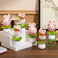 Petit Cadeau Créatif Tissé À La Main Table Décor À La Maison Tricoté Animal Poupée Pot Plante À La Main Mignon Crochet Panda