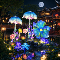 Set Lampion Bunga Kombinasi Kustom, Pameran Lampu Festival Besar, Dekorasi Plaza Mal Luar Ruangan
