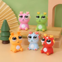 Mini jouet anti-stress Dragon aux yeux saillants en PVC/vinyle de 8 cm, figurine à presser, couleurs assorties, emballage OPP