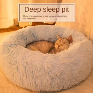 Cama cueva para mascotas para aliviar el estrés-Diseño de felpa y Cueva de 4CM, base antideslizante lavable - Product Image 4