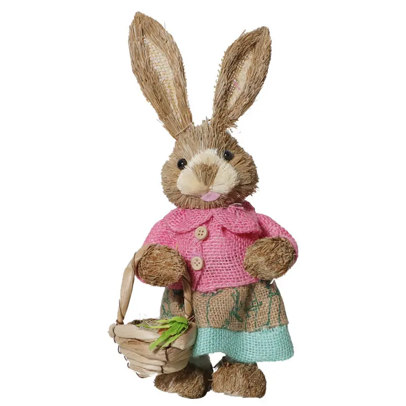 Стоящая Пасхальная Милая соломенная Фигурка кролика украшения Рождественские украшения для дома подарки на Пасхальный день