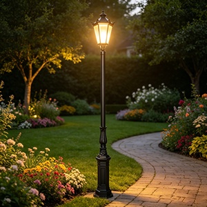 Lámpara de Patio LED de Estilo Europeo, Lámpara de Poste para Exteriores Resistente al Agua, Sensor de Movimiento, Decoración de Jardín - Product Image 3