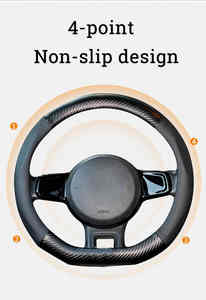 Accessoires de voiture en Fiber de carbone, couverture de <span class=keywords><strong>volant</strong></span> en microfibre cuir rond en forme de D Auto pour VW GOLF 7 2015 <span class=keywords><strong>POLO</strong></span> - Product Image 4