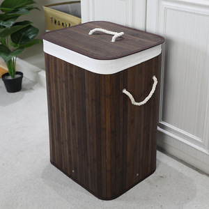 Natural Color Strong Rectangle Bamboo <strong>Laundry</strong> Basket Foldable Style with Storage Handle <strong>Dirty</strong> Clothes Hamper Bag Home Use - Product Image 6
