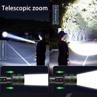 Senter Taktis LED USB Isi Ulang Tahan Air Berlumens Tinggi, Dapat Diperbesar Jarak Jauh 1000m, Untuk Luar Ruangan
