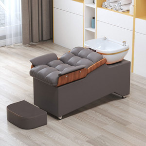 White Black Semi-Reclining Wood Shampoo Chair Portable Modern Design Ceramic Basin Salon Furniture for Beauty Salons - Product Image 5