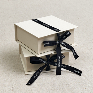 Boyang Custom Eco Friendly Recyclable Paper Cardboard Book Style Jewelry Packaging <strong>Box</strong> with Ribbon - Product Image 6