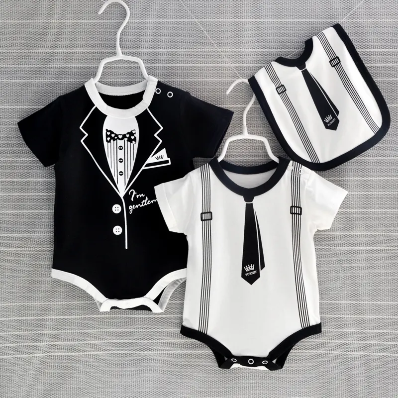 Summer gentleman baby infant romper wholesale popular baby clothes newborn 100% cotton baby boy clothes