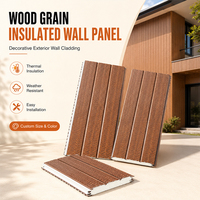 Seulement des panneaux sandwich d'isolation de haute qualité, revêtement métallique, panneaux sandwich en polyuréthane PU, grain de bois pour mur extérieur