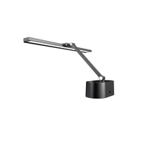Lampe de bureau LED professionnelle 24W CRI 95, lampe de table noire haut de gamme avec minuteur Pomodoro et variateur de luminosité coulissant, lampe d'étude pliable
