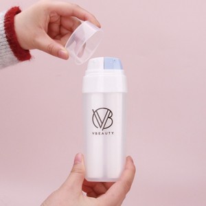 Thiết Kế Mới Đôi Ống Bơm Không Có Không Khí Chai Tùy Chỉnh Rỗng Mỹ Phẩm Nhựa Vuông Kép Buồng 2 Trong 1 Không Có Không Khí Chai - Product Image 6