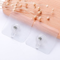 Vente en gros crochet auto-adhésif réutilisable sans clou crochet en plastique transparent magique fort avec écrous