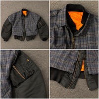 Blouson Bomber Homme Personnalisé à Carreaux et Patchwork, Style Vintage High Street, Chaud et Matelassé pour l'Hiver, Type MA1, Rembourré