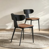 Chaise de salle à manger en cuir véritable de style vintage, avec un toucher luxueux et haut de gamme, chaise nordique en cuir ciré à dossier souple
