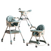 Chaise haute bébé Clafbebe pliable avec hauteur réglable, table à manger avec plateau double amovible, ceinture de sécurité, coussin en PU