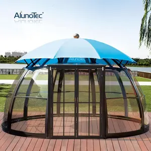 AlunoTec 폴리 카보네이트 돔 파빌리온 캐노피 Pergola Hardtop 정원 텐트 전망대 녹색 집 파티오 Sunroom