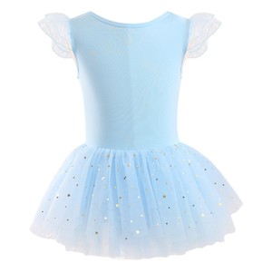 Robe de ballet tutu en tulle à manches volantées et paillettes étoiles pour filles, en polyester, avec taille élastique, pour la danse et la gymnastique des enfants - Product Image 4
