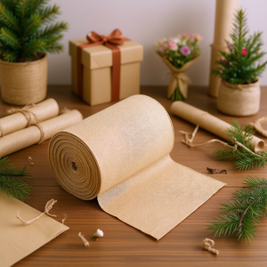 Rouleau de tissu en toile de jute 14 po x 150 pi pour l'artisanat, l'enroulement des plantes et l'habillage textile de la maison - Product Image 2