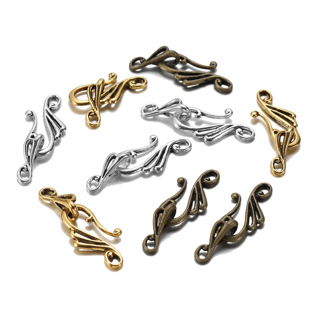 10sets/lots Antique Bronze Silver Color Musical Note Hook Connector Toggle Clasp For Jewelry Making Diy Bracelet Necklace