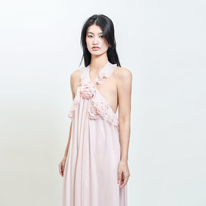Precio directo <span class=keywords><strong>de</strong></span> fábrica Premium Pink Cubic Floral Neck Dress Niche francés Light Wedding Nupcial <span class=keywords><strong>Vestidos</strong></span> <span class=keywords><strong>de</strong></span> mañana - Product Image 4