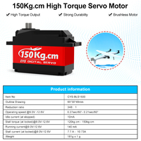 Servomoteur brushless CYS BLS1500 HV à engrenages en acier, 150 kg.cm, anti-vibration, pour gros véhicules RC, yachts à l'échelle, pièces de mise à niveau pour modèles réduits