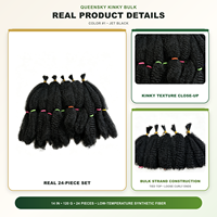 Extensions de cheveux synthétiques en vrac pour tresses, texture crépue, 14 pouces, 120g, 24 mèches, basse température, vente en gros