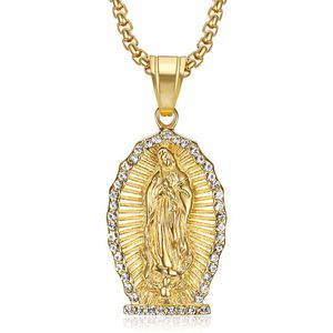 yunnique <b>Titanium</b> Steel Gold Plated Rhinestone Pendant Necklace Unisex Fashion Jewelry Gift - Product Image 5