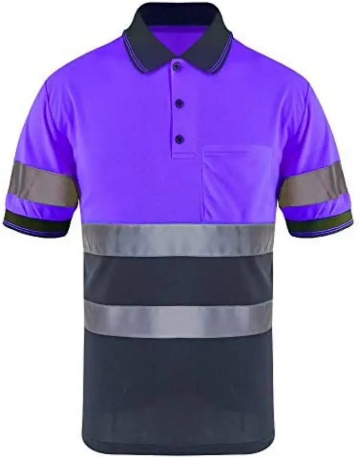 Camiseta polo de segurança de manga curta Hi Vis para homens, camisa polo de alta visibilidade para obras