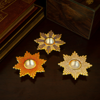 Reliquaire Orthodoxe en Forme d'Étoile HT, Chambre Scellée, Alliage de Zinc Plaqué Or, Article de Rangement de Reliques Liturgiques Religieuses, Contenant de Reliques