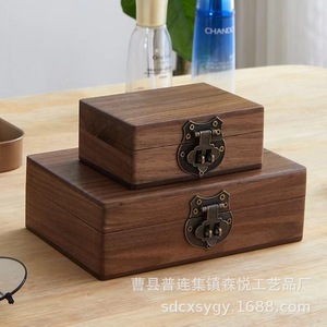 Vintage Black Walnut Wood Storage Boxes With <b>Locks</b> Rectangular Desktop Organizer Jewelry <b>Box</b> Shandong D126 - Product Image 4