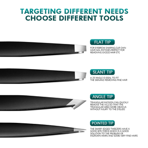 Kit Profesional de Pinzas para Cejas de Acero Inoxidable con Punta Inclinada y Puntiaguda, Diseño Curvo para Belleza, GZ RTS, Pedido Mixto al por Mayor - Product Image 3